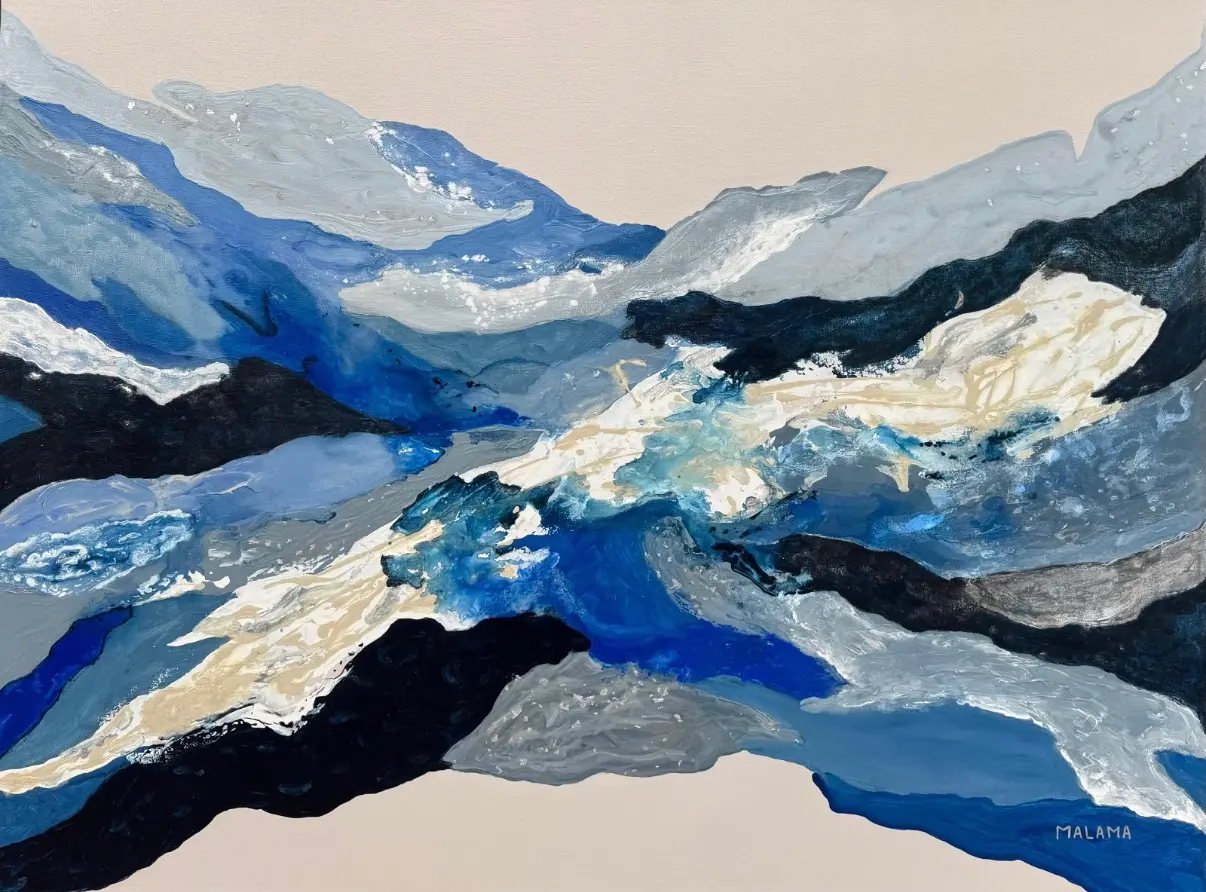 Hábitat 2.0, pintura abstracta contemporánea sobre tela de Malama Art, con texturas orgánicas y lenguaje natural